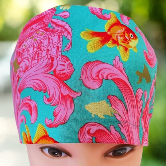 PREMIUM Euro Style Goldfish~ Surgical Cap| Scrub Cap| Scrub Hat| OR Scrub Cap - Picture 2 of 4